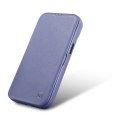 Skórzane etui iPhone 14 Plus z klapką magnetyczne MagSafe CE Premium Leather jasno fioletowy ICARER