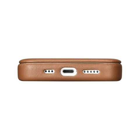 Skórzane etui iPhone 14 Plus z klapką magnetyczne MagSafe CE Premium Leather jasny brąz ICARER Skórzane etui iPhone 14 Plus z klapką magnetyczne MagSafe CE Premium Leather jasny brąz ICARER