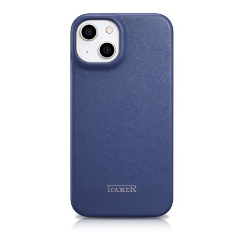 Skórzane etui iPhone 14 Plus z klapką magnetyczne MagSafe CE Premium Leather niebieski ICARER Skórzane etui iPhone 14 Plus z klapką magnetyczne MagSafe CE Premium Leather niebieski ICARER