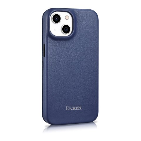 Skórzane etui iPhone 14 Plus z klapką magnetyczne MagSafe CE Premium Leather niebieski ICARER Skórzane etui iPhone 14 Plus z klapką magnetyczne MagSafe CE Premium Leather niebieski ICARER