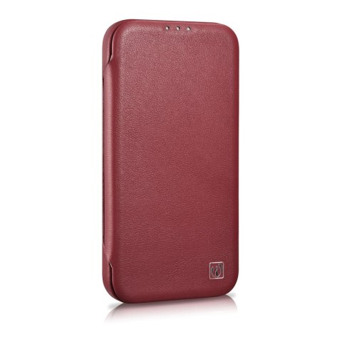 Skórzane etui iPhone 14 Pro Max z klapką magnetyczne MagSafe CE Premium Leather bordowy ICARER Skórzane etui iPhone 14 Pro Max z klapką magnetyczne MagSafe CE Premium Leather bordowy ICARER