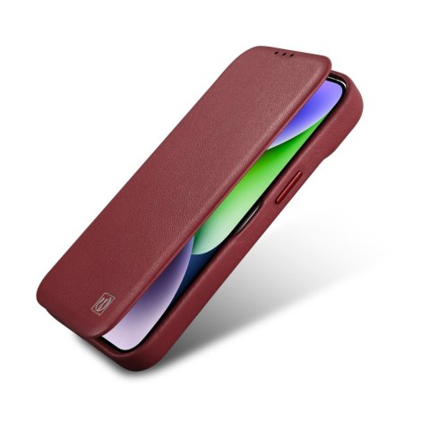 Skórzane etui iPhone 14 Pro Max z klapką magnetyczne MagSafe CE Premium Leather bordowy ICARER Skórzane etui iPhone 14 Pro Max z klapką magnetyczne MagSafe CE Premium Leather bordowy ICARER