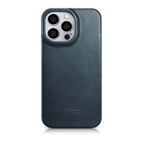 Skórzane etui iPhone 14 Pro z klapką magnetyczne MagSafe CE Oil Wax Premium Leather granatowy ICARER Skórzane etui iPhone 14 Pro z klapką magnetyczne MagSafe CE Oil Wax Premium Leather granatowy ICARER
