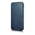 Skórzane etui iPhone 14 Pro z klapką magnetyczne MagSafe CE Oil Wax Premium Leather granatowy ICARER