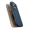Skórzane etui iPhone 14 Pro z klapką magnetyczne MagSafe CE Oil Wax Premium Leather granatowy ICARER