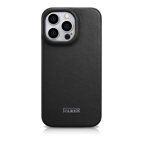 Skórzane etui iPhone 14 Pro z klapką magnetyczne MagSafe CE Premium Leather czarny ICARER Skórzane etui iPhone 14 Pro z klapką magnetyczne MagSafe CE Premium Leather czarny ICARER