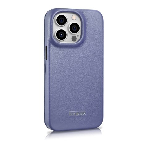 Skórzane etui iPhone 14 Pro z klapką magnetyczne MagSafe CE Premium Leather jasno fioletowy ICARER Skórzane etui iPhone 14 Pro z klapką magnetyczne MagSafe CE Premium Leather jasno fioletowy ICARER