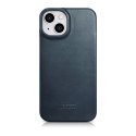 Skórzane etui iPhone 14 z klapką magnetyczne MagSafe CE Oil Wax Premium Leather niebieski ICARER