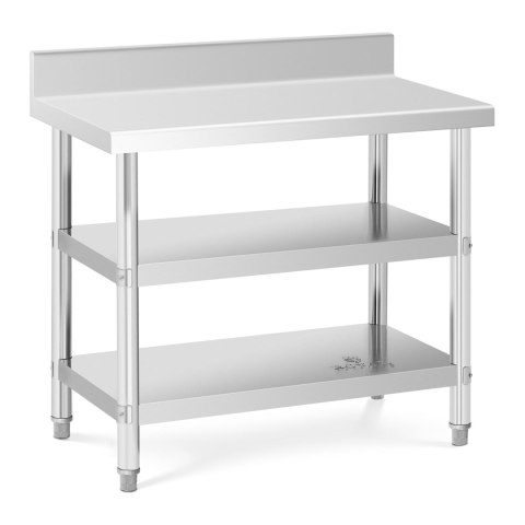 Stół blat roboczy stalowy nierdzewny przyścienny z rantem 2 półki 100 x 60 cm Royal Catering Stół blat roboczy stalowy nierdzewny przyścienny z rantem 2 półki 100 x 60 cm Royal Catering