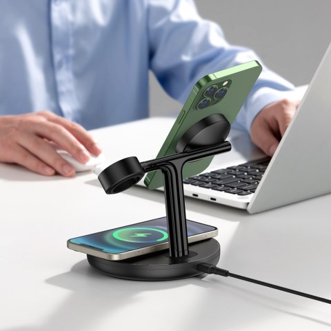 3w1 stojak ładowarka indukcyjna do iPhone Apple Watch AirPods + kabel USB-C 1m czarny BASEUS 3w1 stojak ładowarka indukcyjna do iPhone Apple Watch AirPods + kabel USB-C 1m czarny BASEUS