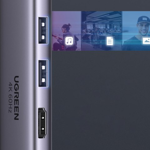 6w1 wielofunkcyjny HUB USB-C - 2x USB HDMI 4K czytnik kart SD i TF USB-C PD 100W szary UGREEN 6w1 wielofunkcyjny HUB USB-C - 2x USB HDMI 4K czytnik kart SD i TF USB-C PD 100W szary UGREEN