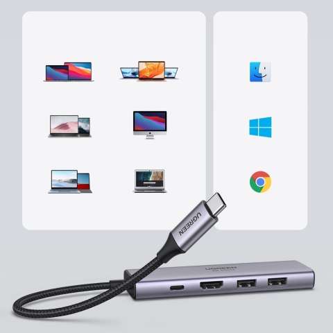 6w1 wielofunkcyjny HUB USB-C - 2x USB HDMI 4K czytnik kart SD i TF USB-C PD 100W szary UGREEN 6w1 wielofunkcyjny HUB USB-C - 2x USB HDMI 4K czytnik kart SD i TF USB-C PD 100W szary UGREEN