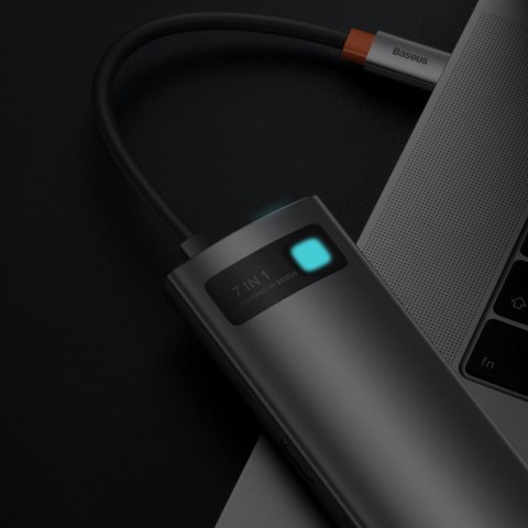 7w1 HUB Adapter Metal Gleam Series USB-C do USB-C PD 3x USB-A HDMI SD TF szary BASEUS 7w1 HUB Adapter Metal Gleam Series USB-C do USB-C PD 3x USB-A HDMI SD TF szary BASEUS