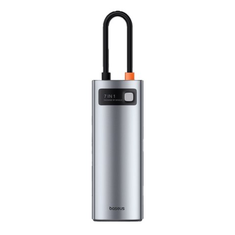7w1 HUB Adapter Metal Gleam Series USB-C do USB-C PD 3x USB-A HDMI SD TF szary BASEUS 7w1 HUB Adapter Metal Gleam Series USB-C do USB-C PD 3x USB-A HDMI SD TF szary BASEUS