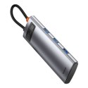 7w1 HUB Adapter Metal Gleam Series USB-C do USB-C PD 3x USB-A HDMI SD TF szary BASEUS