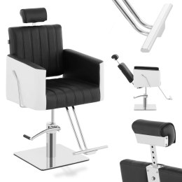 Fotel fryzjerski barberski kosmetyczny z podnóżkiem wys. 47-63 cm czarno - biały Physa