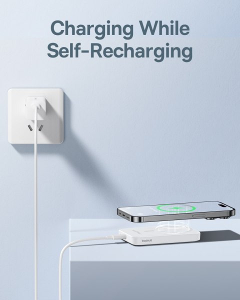 Mini powerbank 5000mAh 20W + kabel USB-C 20V / 3A biały BASEUS Mini powerbank 5000mAh 20W + kabel USB-C 20V / 3A biały BASEUS