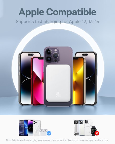 Mini powerbank 5000mAh 20W + kabel USB-C 20V / 3A biały BASEUS Mini powerbank 5000mAh 20W + kabel USB-C 20V / 3A biały BASEUS