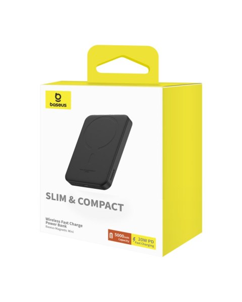 Mini powerbank 5000mAh 20W + kabel USB-C 20V / 3A czarny BASEUS Mini powerbank 5000mAh 20W + kabel USB-C 20V / 3A czarny BASEUS