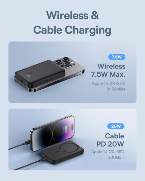 Mini powerbank 5000mAh 20W + kabel USB-C 20V / 3A czarny BASEUS Mini powerbank 5000mAh 20W + kabel USB-C 20V / 3A czarny BASEUS