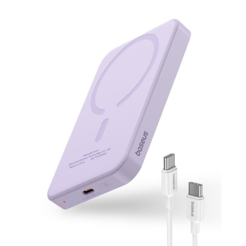 Mini powerbank 5000mAh 20W + kabel USB-C 20V / 3A fioletowy BASEUS Mini powerbank 5000mAh 20W + kabel USB-C 20V / 3A fioletowy BASEUS