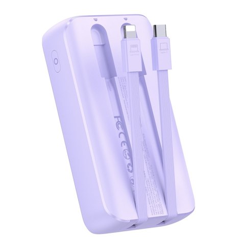 Powerbank 30W 10000mAh z wbudowanymi kablami iPhone Lightning i USB-C fioletowy JOYROOM Powerbank 30W 10000mAh z wbudowanymi kablami iPhone Lightning i USB-C fioletowy JOYROOM