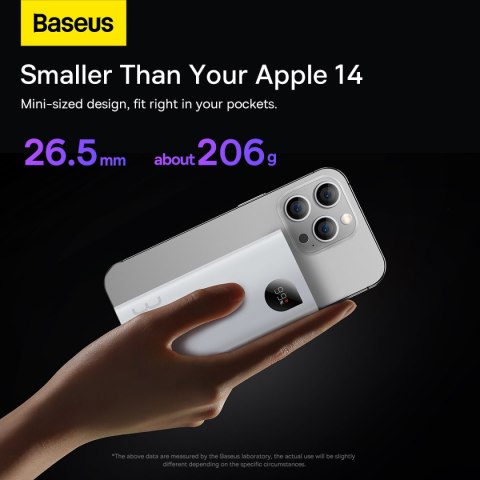 Powerbank Adaman2 10000mAh z wyświetlaczem cyfrowym 2x USB-A / 1x USB-C 30W biały BASEUS Powerbank Adaman2 10000mAh z wyświetlaczem cyfrowym 2x USB-A / 1x USB-C 30W biały BASEUS