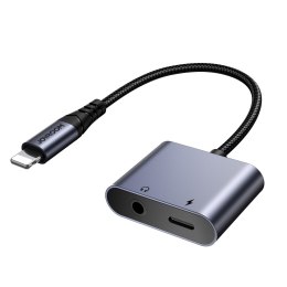 2w1 Adapter przejściówka do iPhone ładowarka + słuchawki Lightning / mini jack 3.5mm czarny JOYROOM