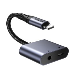 2w1 Adapter przejściówka do iPhone ładowarka + słuchawki Lightning / mini jack 3.5mm czarny JOYROOM