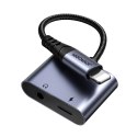 2w1 Adapter przejściówka do iPhone ładowarka + słuchawki Lightning / mini jack 3.5mm czarny JOYROOM