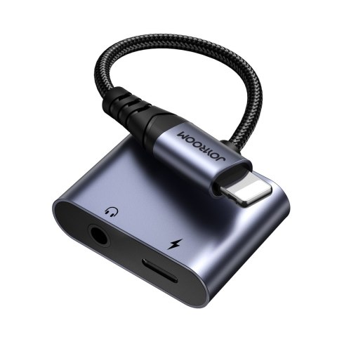 2w1 Adapter przejściówka do iPhone ładowarka + słuchawki Lightning / mini jack 3.5mm czarny JOYROOM 2w1 Adapter przejściówka do iPhone ładowarka + słuchawki Lightning / mini jack 3.5mm czarny JOYROOM