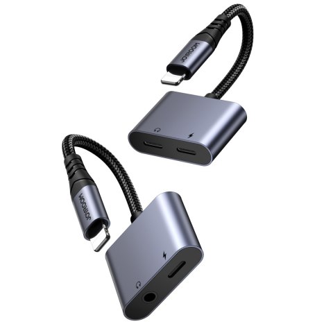 2w1 Adapter przejściówka do iPhone ładowarka + słuchawki Lightning / mini jack 3.5mm czarny JOYROOM 2w1 Adapter przejściówka do iPhone ładowarka + słuchawki Lightning / mini jack 3.5mm czarny JOYROOM