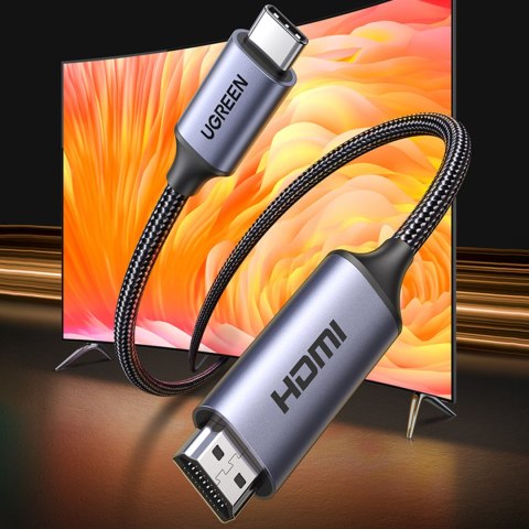 Kabel przewód przejściówka USB-C - HDMI 2.1 8K 60Hz 1.5m szary UGREEN Kabel przewód przejściówka USB-C - HDMI 2.1 8K 60Hz 1.5m szary UGREEN