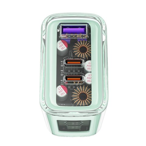 Ładowarka sieciowa GaN 65W 3 porty 1x USB 2x USB-C szara ACEFAST Ładowarka sieciowa GaN 65W 3 porty 1x USB 2x USB-C szara ACEFAST