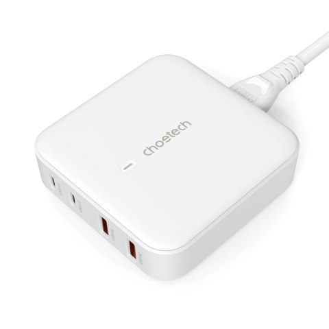 Mocna ładowarka sieciowa GaN 100W 2x USB-A 2x USB-C biała CHOETECH Mocna ładowarka sieciowa GaN 100W 2x USB-A 2x USB-C biała CHOETECH