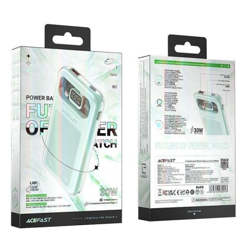 Powerbank 10000mAh Sparkling Series szybkie ładowanie 30W zielony ACEFAST Powerbank 10000mAh Sparkling Series szybkie ładowanie 30W zielony ACEFAST