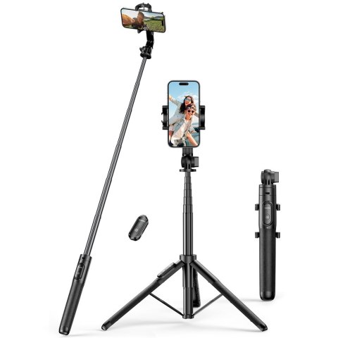 Selfie stick kijek teleskopowy do telefonu ze stojakiem i pilotem Bluetooth 1.5m czarny UGREEN Selfie stick kijek teleskopowy do telefonu ze stojakiem i pilotem Bluetooth 1.5m czarny UGREEN