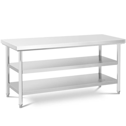 Stół blat roboczy centralny stalowy 2 półki 180 x 70 cm do 600 kg Royal Catering Stół blat roboczy centralny stalowy 2 półki 180 x 70 cm do 600 kg Royal Catering