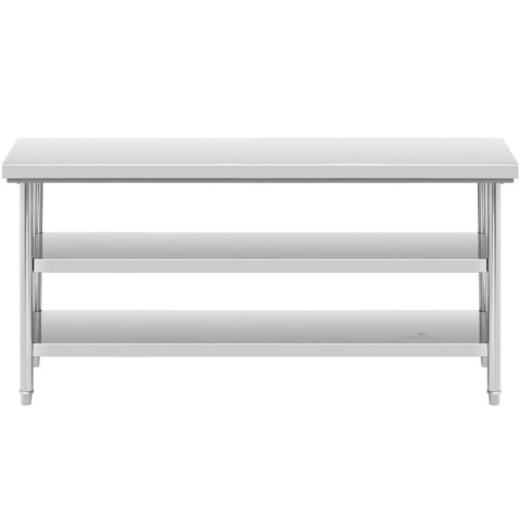 Stół blat roboczy centralny stalowy 2 półki 180 x 70 cm do 600 kg Royal Catering Stół blat roboczy centralny stalowy 2 półki 180 x 70 cm do 600 kg Royal Catering