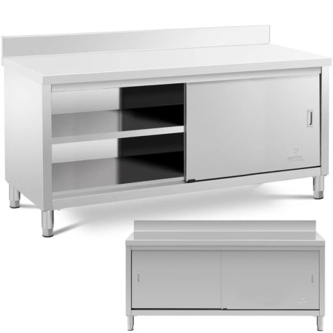 Stół blat roboczy centralny z szafką rantem drzwi suwane 180 x 70 x 97 cm Royal Catering Stół blat roboczy centralny z szafką rantem drzwi suwane 180 x 70 x 97 cm Royal Catering