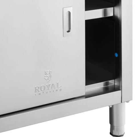 Stół blat roboczy centralny z szafką rantem drzwi suwane 180 x 70 x 97 cm Royal Catering Stół blat roboczy centralny z szafką rantem drzwi suwane 180 x 70 x 97 cm Royal Catering