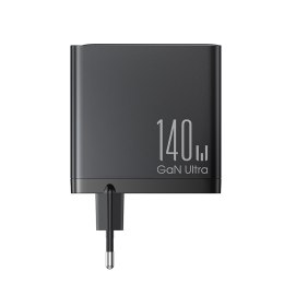 Szybka ładowarka sieciowa GaN 140W 3x USB-C USB-A + kabel USB-C 240W 1.2m czarna JOYROOM