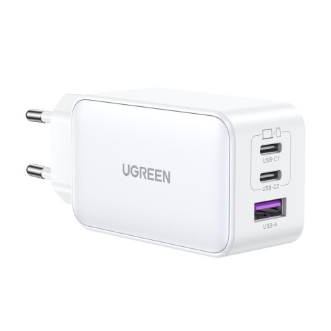 Szybka ładowarka sieciowa GaN 65W USB-A / 2x USB-C biała UGREEN Szybka ładowarka sieciowa GaN 65W USB-A / 2x USB-C biała UGREEN