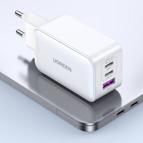 Szybka ładowarka sieciowa GaN 65W USB-A / 2x USB-C biała UGREEN Szybka ładowarka sieciowa GaN 65W USB-A / 2x USB-C biała UGREEN