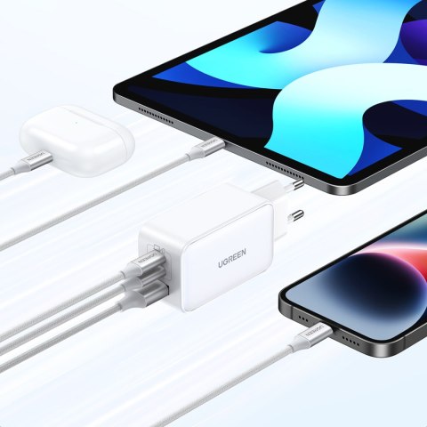 Szybka ładowarka sieciowa GaN 65W USB-A / 2x USB-C biała UGREEN Szybka ładowarka sieciowa GaN 65W USB-A / 2x USB-C biała UGREEN