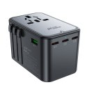 Uniwersalna ładowarka podróżna GaN 2x USB-A 3x USB-C wtyczki UK EU USA AUS czarna ACEFAST
