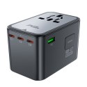 Uniwersalna ładowarka podróżna GaN 2x USB-A 3x USB-C wtyczki UK EU USA AUS czarna ACEFAST