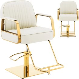 Fotel fryzjerski barberski kosmetyczny z podnóżkiem Physa STAUNTON - kremowo - złoty Physa