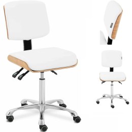 Krzesło kosmetyczne z oparciem regulowane DAVOS - drewno biały Physa