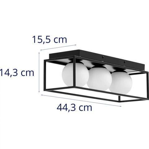 Lampa sufitowa nowoczesna 3 punktowa E9 - szklane kule w ramie UNIPRODO Lampa sufitowa nowoczesna 3 punktowa E9 - szklane kule w ramie UNIPRODO
